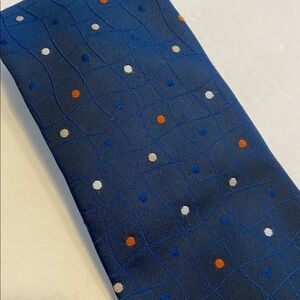 Vintage Gino Pompeii Made in Italy Mens Navy Blue Tie with multi color Dots